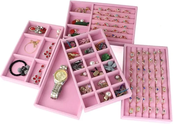 Velvet Pink Jewelry Storage Tray Earring Organizer Pretty Jewelry - Image 2