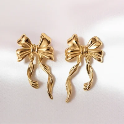 Gold Plated Bow Stud Earrings