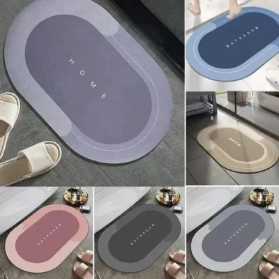 Water Absorbent Bathroom Door Mat (Plain), Non Slip Mat for Bathroom Cushion (Pack of 1)