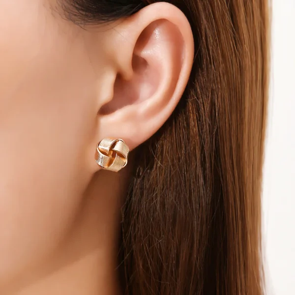Simple Twist Stud Earrings for Women - Image 4