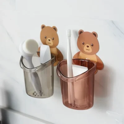 Cartoon Bear Self-Adhesive Toothbrush Holder