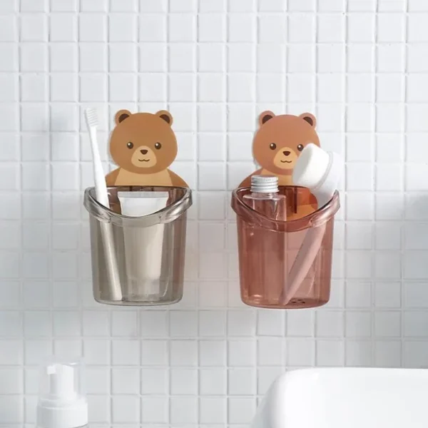 Cartoon Bear Self-Adhesive Toothbrush Holder - Image 5