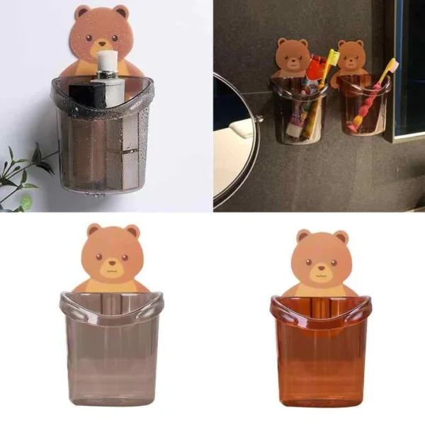 Cartoon Bear Self-Adhesive Toothbrush Holder - Image 3