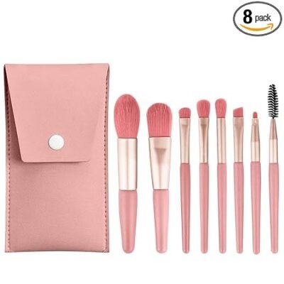 Gleva 8 Pcs Brush Set With Pouch, Makeup Brus...
