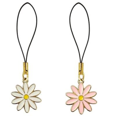 Lucky Daisy Cute Flower pendant Heart love pair set phone charms aesthetic for girls backpack hanging keychain ring necklace bracelet thread Ornament Smart combo