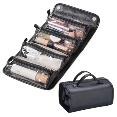 4-in-1 PU Leather Travel Toiletry Bag