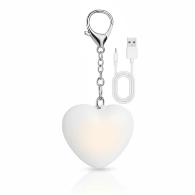 Heart Shaped Keychain Flashlight with USB Cab...