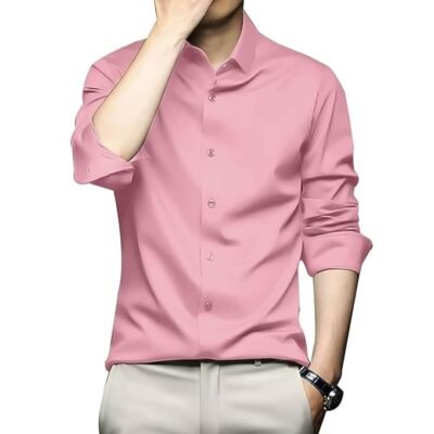 Men’s Stylish Solid Satin Casual Shirt ...